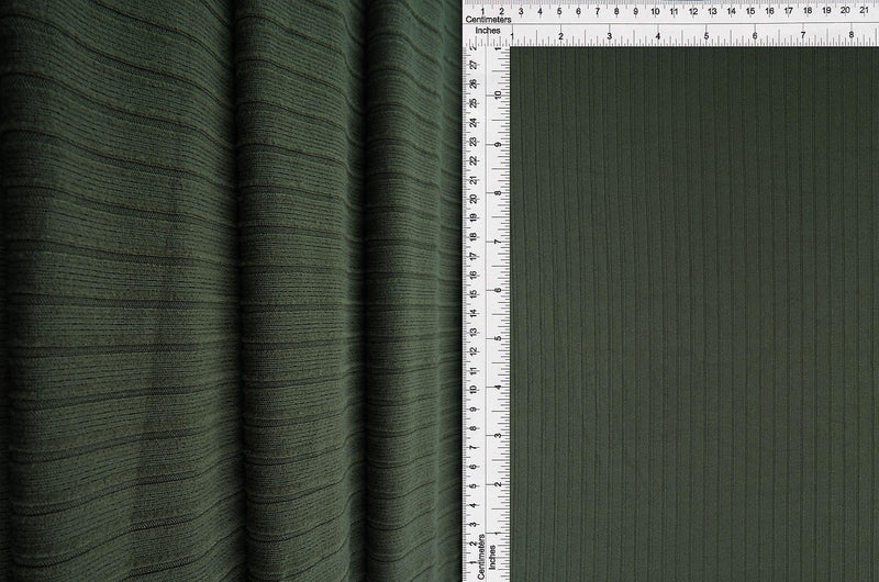 KNT4135 -OLIVE  RIBBED, SOLID KNIT
