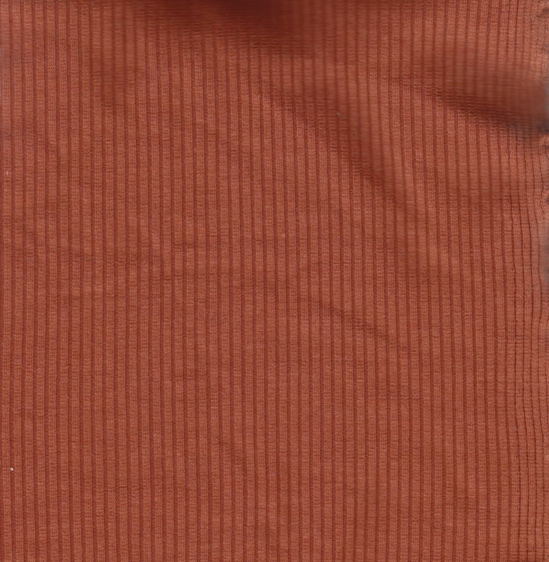 KNT3422 -RUST  RIBBED, SOLID KNIT